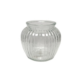 Ribbed Glass Flower Jar Vase H13.5 cm