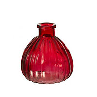 Ribbed Texture Dainty Round Glass Bud Vase - H9 cm
