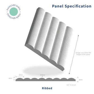 Ribbed Wall Panel - Sample Size - Panels By Sofia - Paintable Wood ...