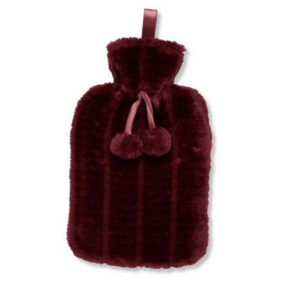 Ribbon Clic Faux Fur Hot Water Bottle Cover Red (One Size)
