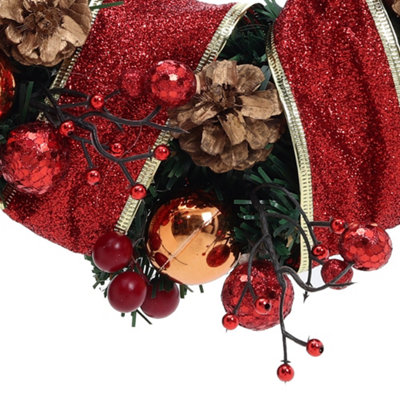 Ribbon Lighted LED Christmas Wreath Hanging Decorative 60 cm