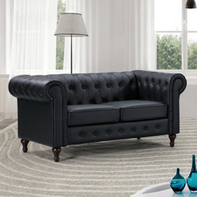 Richland 2 Seat Bonded Leather Sofa - Black