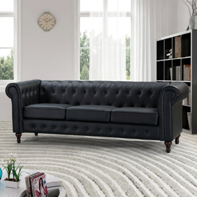 Bonded leather deals chesterfield sofa