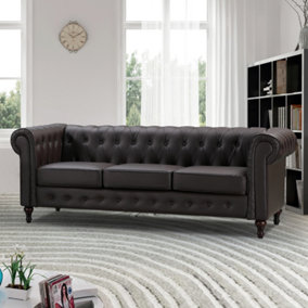 Richland 3 Seat Bonded Leather Sofa - Brown