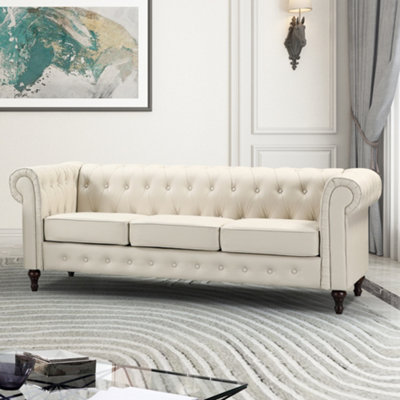 Cream white leather deals couches