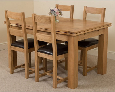 Richmond 140cm - 220cm Oak Extending Dining Table and 4 Chairs Dining Set with Lincoln Chairs