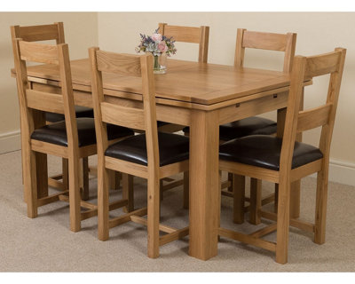 Richmond 140cm - 220cm Oak Extending Dining Table and 6 Chairs Dining Set with Lincoln Chairs