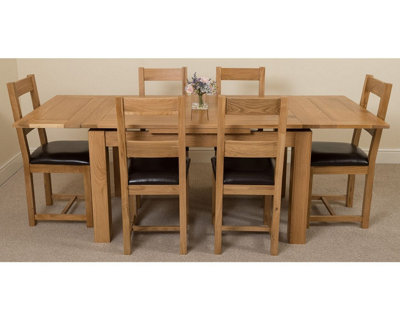 Richmond 140cm - 220cm Oak Extending Dining Table and 6 Chairs Dining Set with Lincoln Chairs