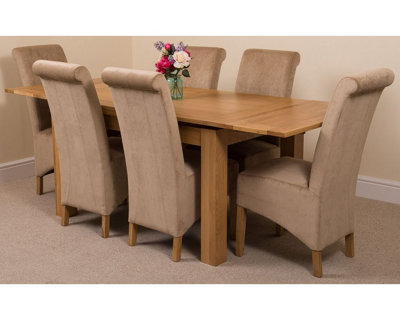 Richmond 140cm - 220cm Oak Extending Dining Table and 6 Chairs Dining ...