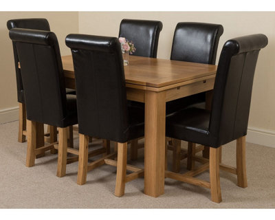 Richmond 140cm 220cm Oak Extending Dining Table and 6 Chairs Dining