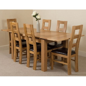 Richmond 140cm - 220cm Oak Extending Dining Table and 6 Chairs Dining Set with Yale Chairs