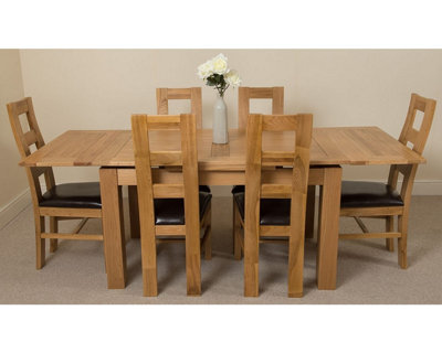 Richmond 140cm - 220cm Oak Extending Dining Table and 6 Chairs Dining Set with Yale Chairs