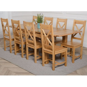 Richmond 140cm - 220cm Oak Extending Dining Table and 8 Chairs Dining Set with Berkeley Chairs