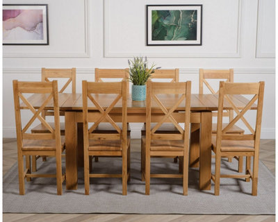 Richmond 140cm - 220cm Oak Extending Dining Table and 8 Chairs Dining Set with Berkeley Chairs