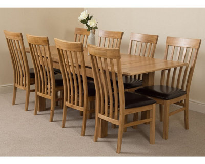 Richmond 140cm - 220cm Oak Extending Dining Table and 8 Chairs Dining Set with Harvard Chairs