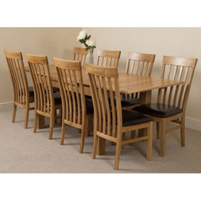 Richmond 140cm - 220cm Oak Extending Dining Table and 8 Chairs Dining Set with Harvard Chairs