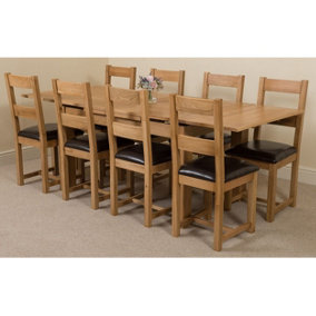Richmond 140cm - 220cm Oak Extending Dining Table and 8 Chairs Dining Set with Lincoln Chairs
