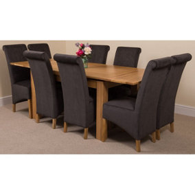 Richmond 140cm - 220cm Oak Extending Dining Table and 8 Chairs Dining Set with Montana Black Fabric Chairs