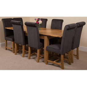 Richmond 140cm - 220cm Oak Extending Dining Table and 8 Chairs Dining Set with Washington Black Fabric Chairs