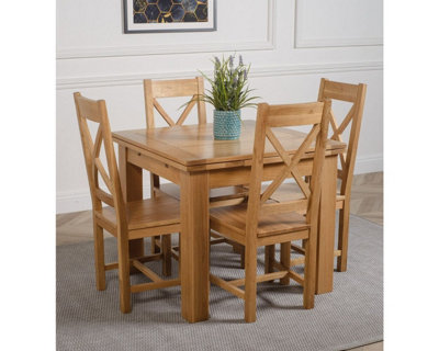 Richmond 90cm - 150cm Square Oak Extending Dining Table and 4 Chairs Dining Set with Berkeley Chairs