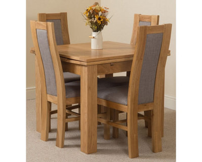 Richmond 90cm - 150cm Square Oak Extending Dining Table and 4 Chairs ...