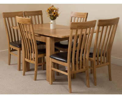 Richmond 90cm - 150cm Square Oak Extending Dining Table and 6 Chairs Dining Set with Harvard Chairs