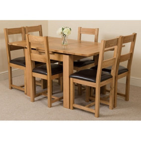 Richmond 90cm - 150cm Square Oak Extending Dining Table and 6 Chairs Dining Set with Lincoln Chairs
