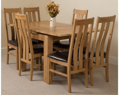 Richmond 90cm - 150cm Square Oak Extending Dining Table and 6 Chairs Dining Set with Princeton Chairs
