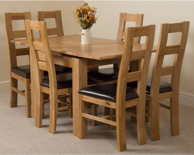 Richmond 90cm - 150cm Square Oak Extending Dining Table and 6 Chairs ...