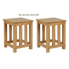 Richmond Oak Varnish 2 Stools, The stools are crafted in Rubber Wood finished in Oak Varnish
