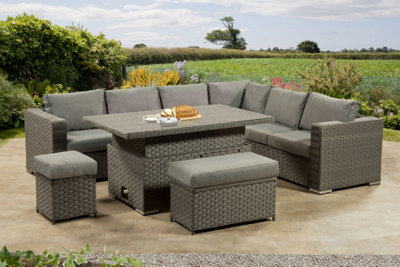 Aluminium Rattan Furniture With Adjustable Height Table Rattan