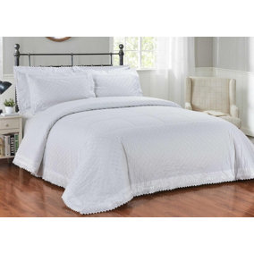 Richmond White Duvet Cover Set Luxury Double Bedding Set With Pillowcases Embroidered