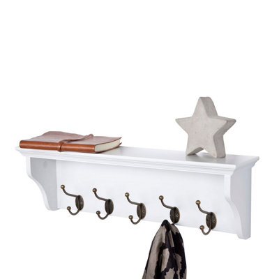 Coat hook shelf white sale