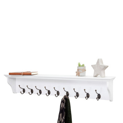 Hall shelf with on sale coat hooks