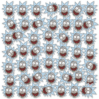 Rick And Morty Deluxe Faces Rick Stickers (Pack of 50) Multicoloured ...