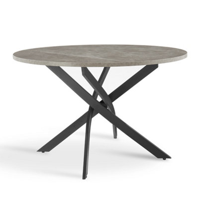 Rico 100cm Round Concrete Effect Dining Table Black Legs