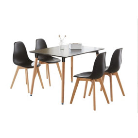 Rico Halo Dining Set with Black Table and 4 Black Chairs