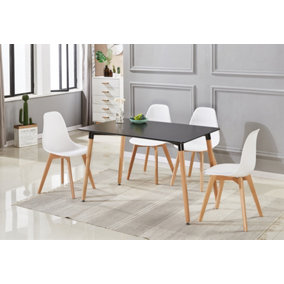 Rico Halo Dining Set with Black Table and 4 White Chairs
