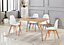 Rico Halo Dining Set with Oak Table and 4 White Chairs