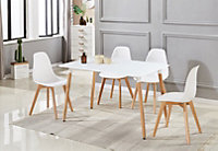 Rico Halo Dining Set with White Table and 4 White Chairs