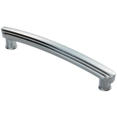 Ridge Design Curved Cabinet Pull Handle 160mm Fixing Centres Polished Chrome