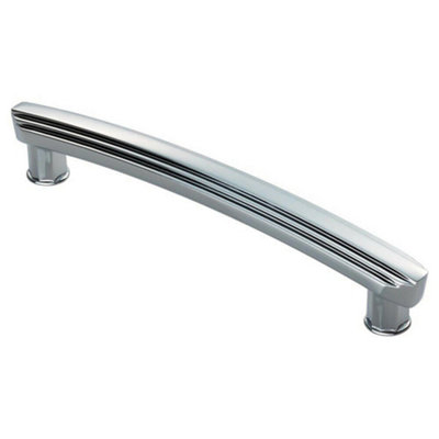 Ridge Design Curved Cabinet Pull Handle 160mm Fixing Centres Polished Chrome