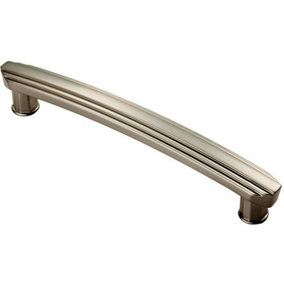 Ridge Design Curved Cabinet Pull Handle 160mm Fixing Centres Satin Nickel