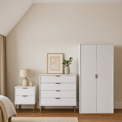 anastasia gold dress Set of 2 Chunky White Nightstands - Pair of Bedside tables main image 1