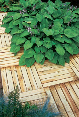 Ridged Wooden Deck Tile - 50x50cm - Pack of 4