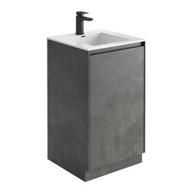 Rigel Concrete Floor Standing Bathroom Vanity Unit with White Basin (W)500mm (H)850mm