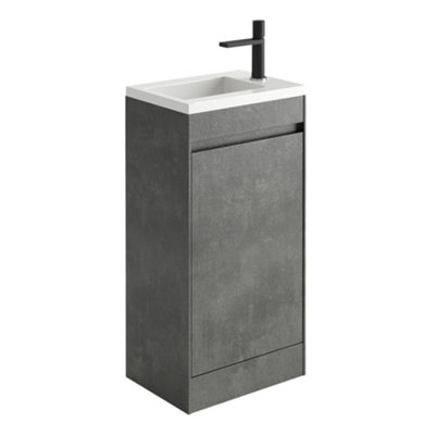 Rigel Concrete Floor Standing Cloakroom Vanity Unit with Resin Basin (W)44cm (H)87cm