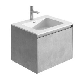 Rigel Concrete Wall Hung Bathroom Vanity Unit with White Basin (W)500mm (H)450mm