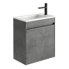 Rigel Concrete Wall Hung Cloakroom Vanity Unit with Ceramic Basin (W)55cm (H)62cm