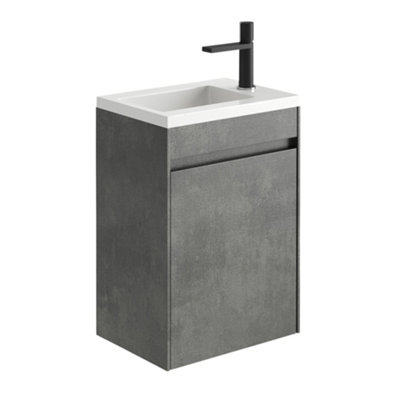 Rigel Concrete Wall Hung Cloakroom Vanity Unit with Resin Basin (W)44cm (H)63cm